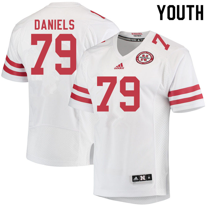 Youth #79 Darrion Daniels Nebraska Cornhuskers College Football Jerseys Sale-White - Click Image to Close